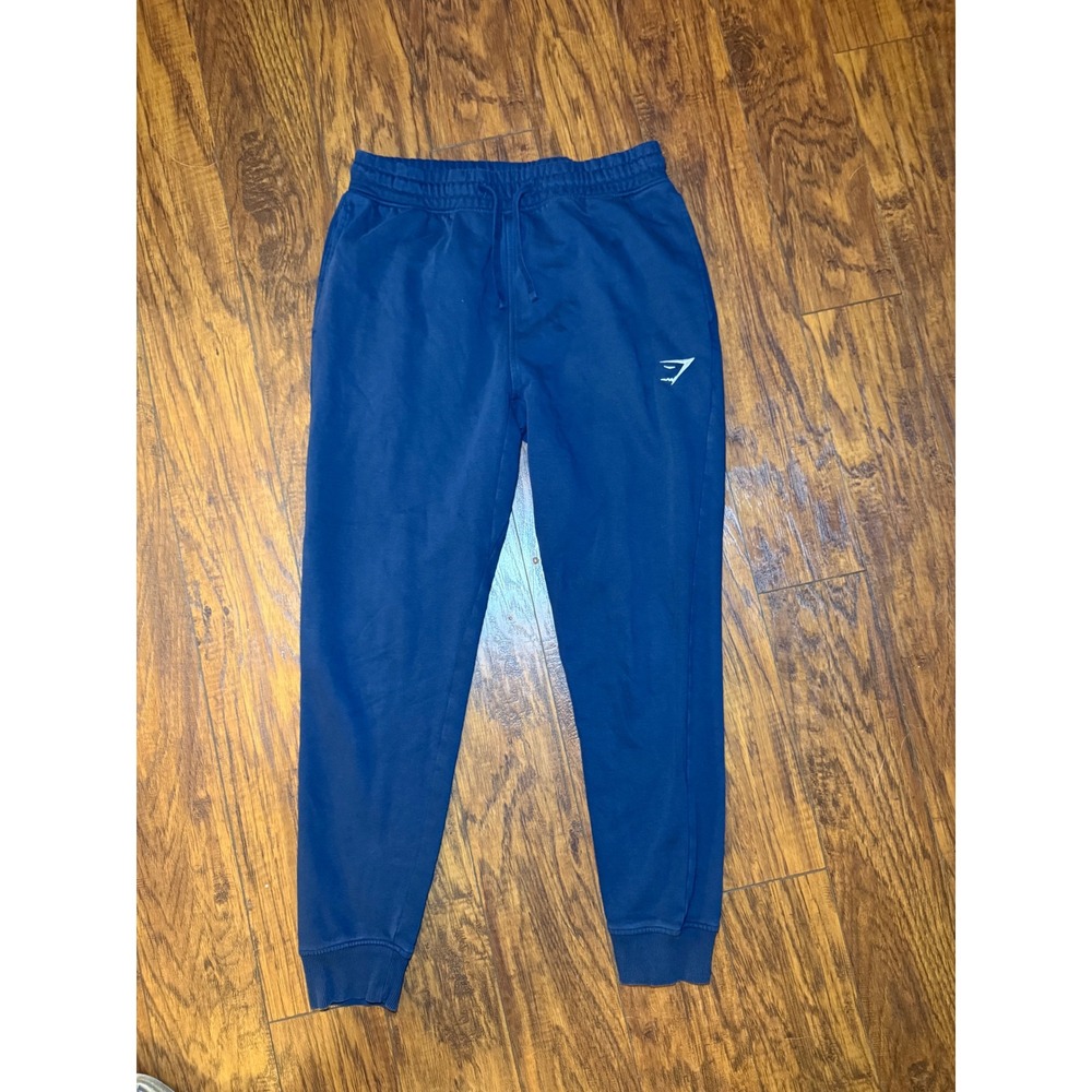Gymshark Crest Joggers Mens Small Black Slim Sweatpants Fleece Training Pants - Picture 1 of 5